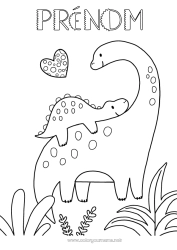 Coloriage gratuit Bonne fête Dinosaures Je t'aime Animal