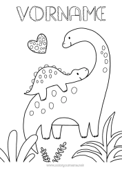 Kostenlose Malvorlage Frohes Fest Dinosaurier Ich liebe dich Tier Tierfamilie Tierbaby