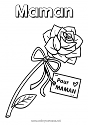 Coloriage enfant Fleurs Maman Bonne fête Je t'aime Rose