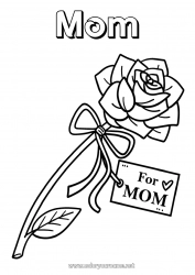 Child coloring page Flowers Mum Happy feast day ! I love you Rose