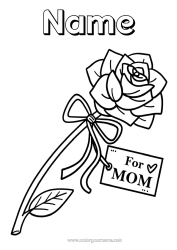 Free colouring Flowers Mum Happy birthday I love you. Rose