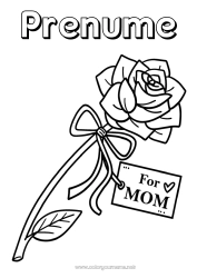 Pagină de colorat personalizată Flori Mama La mulți ani! Te iubesc. Trandafir