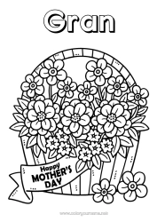 Free colouring Flowers Happy birthday I love you.