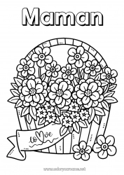 Coloriage enfant Fleurs Bonne fête Je t'aime