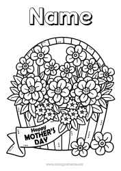Free colouring Flowers Happy birthday I love you.