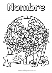 Niño página para colorear Flores Feliz día de fiesta Te amo