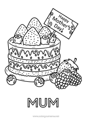 Free colouring Cake Mum Happy birthday Food Fruit Raspberry