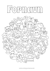Gratis farvelægning Mandala Kawaii Forår Kanin Påskeæg Påske Symboler Skovens dyr
