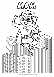 Child coloring page Mum Hero