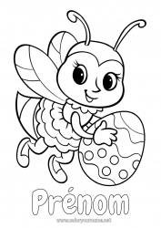 Coloriage gratuit Mignon Animal Abeille Oeufs de Pâques Pâques Insectes