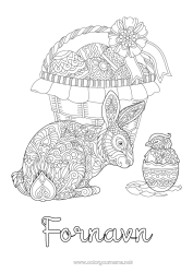 Gratis fargelegging Mandala Kanin Påskeegg Påske Kurv Komplekse fargelegginger Skogsdyr