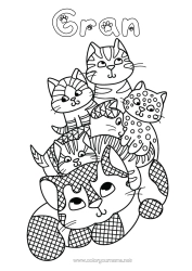 Free colouring Mandala Mum Grandma Animal Sister Brother