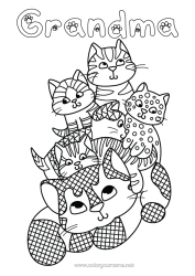 Free coloring Mandala Mum Grandma Animal Sister Brother