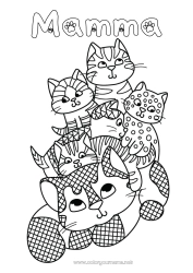 Färgläggningssida för barn Mandala Mamma Mormor Djur Syster Bror