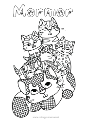 Färgläggningssida för barn Mandala Mamma Mormor Djur Syster Bror