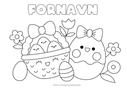 Farvelægningssiden tilpasning Kawaii Påskeæg Påske Kurv