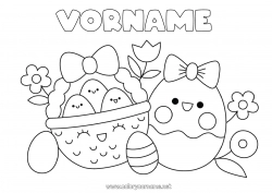 Kostenlose Malvorlage Kawaii Ostereier Ostern Korb