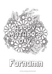 Färgläggningssida att anpassa Blommor Mamma Grattis på födelsedagen