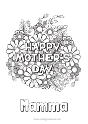 Färgläggningssida för barn Blommor Mamma Grattis på födelsedagen