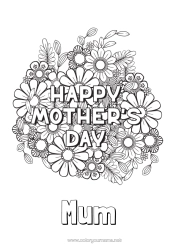 Free colouring Flowers Mum Happy birthday