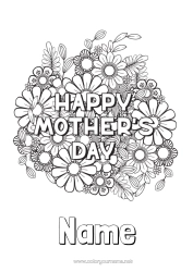 Free colouring Flowers Mum Happy birthday