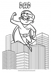 Child coloring page Dad Hero