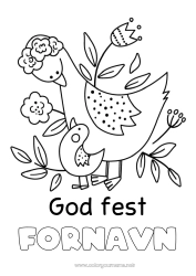 Fargeleggingssiden å tilpasse Mamma Bestemor God fest! Fugl Dyr Fugler og flygende pattedyr Dyrebaby
