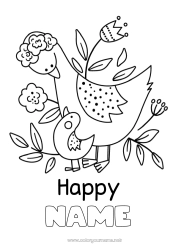 Free drawing Mum Grandma Happy feast day ! Bird Animal Flying birds and mammals Baby animal