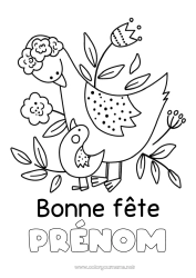 Dessin gratuit Maman Mamie Bonne fête Oiseau Animal Oiseaux et mammifères volants Bébé animal
