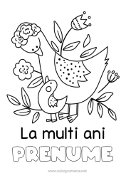 Pagină de colorat gratuită Mama Bunica La mulți ani! Pasăre Animal Păsări și mamifere zburătoare Pui de animal