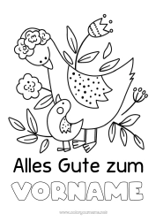 Kinder-Malvorlage Mama Oma Frohes Fest Vogel Tier Vögel und fliegende Säugetiere Tierbaby