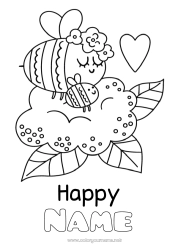 Free drawing Flowers Mum Grandma Happy feast day ! Bee Insects