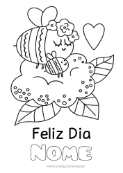 Desenho grátis Flores Mamãe Vovó Feliz Aniversário Abelha Insetos Filhote