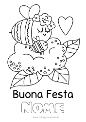 Disegno gratuito Fiori Mamma Nonna Buona festa Ape Insetti Cucciolo