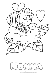 Pagina da colorare per bambini Fiori Mamma Nonna Buona festa Ape Insetti Cucciolo