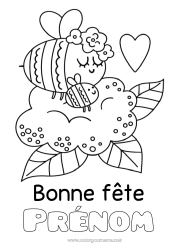 Dessin gratuit Fleurs Maman Mamie Bonne fête Abeille Insectes