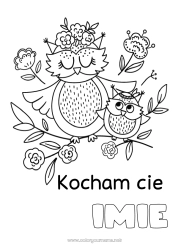 Rysunek za darmo Mama Babcia Wszystkiego najlepszego! Kocham cię. Sowa, Puszczyk Zwierzę 