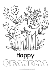 Free coloring Mum Grandma Happy feast day ! Animal Doe Forest animals