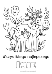 Kolorowanka dla dziecka Mama Babcia Wszystkiego najlepszego! Zwierzę Sarna Zwierzęta leśne