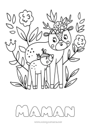 Coloriage enfant Maman Mamie Bonne fête Animal Biche Animaux de la forêt