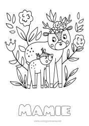 Coloriage enfant Maman Mamie Bonne fête Animal Biche Animaux de la forêt