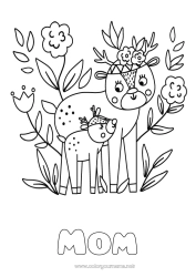 Child coloring page Mum Grandma Happy feast day ! Animal Doe Forest animals