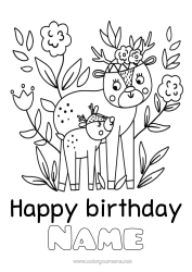 Free colouring Mum Grandma Happy birthday Animal Doe Forest animals