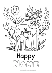 Free coloring Mum Grandma Happy feast day ! Animal Doe Forest animals