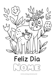 Página de desenho infantil Mamãe Vovó Feliz Aniversário Animal Veado Animais da floresta
