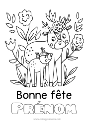 Coloriage gratuit Maman Mamie Bonne fête Animal Biche Animaux de la forêt