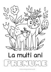 Desen liber de colorat Mama Bunica La mulți ani! Animal Cerb. Animale din pădure