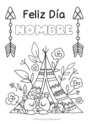 Dibujo libre Llevar Mamá Abuela Feliz día de fiesta Osito Animales del bosque Nativos americanos Tienda de campaña Tipis