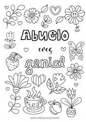 Niño página para colorear Flores Papá Mamá Abuela Abuelo