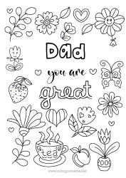 Free colouring Flowers Dad Mum Grandma Grandad